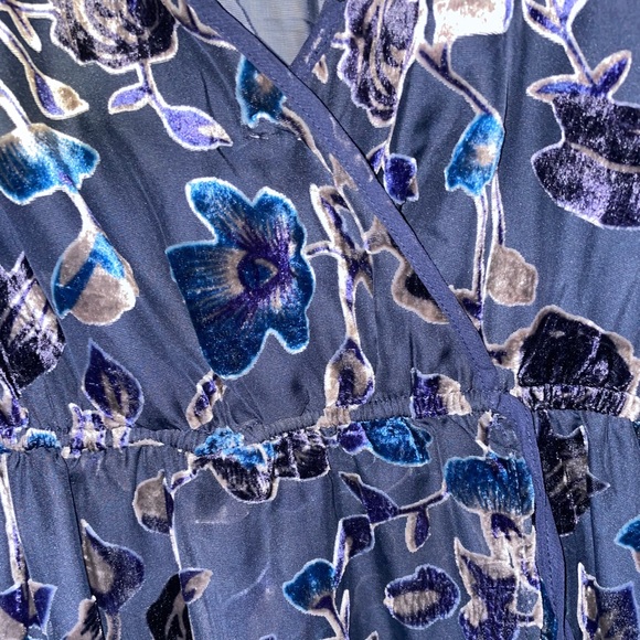 Multi Blue Velour and Sheer Dress Gray Accents! - Picture 4 of 9